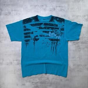 Y2K Light Blue Lost Grunge Skater Graphic T-Shirt